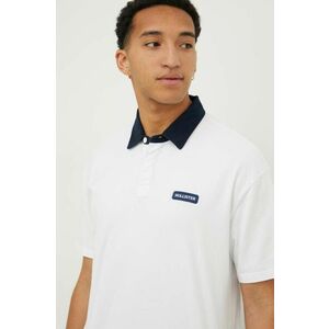 Hollister Co. polo de bumbac culoarea alb, cu imprimeu imagine