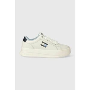 Tommy Jeans sneakers din piele TJW CITY FLATFORM culoarea alb, EN0EN02500 imagine