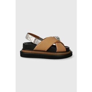 Kurt Geiger London sandale de piele Orson Cross Strap Sandal femei, culoarea bej, cu platformă 9992248109 imagine