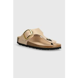 Birkenstock slapi de piele Gizeh femei, culoarea bej, cu toc plat, 1026572 imagine