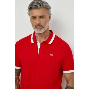 Tommy Jeans polo de bumbac culoarea roșu, cu imprimeu DM0DM18313 imagine