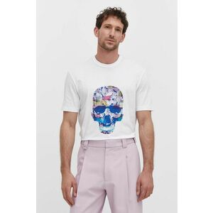 PS Paul Smith tricou din bumbac barbati, culoarea alb, cu imprimeu imagine