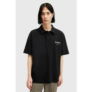 AllSaints polo de bumbac UNDERGROUND SS POLO culoarea negru, cu imprimeu, M047PA imagine