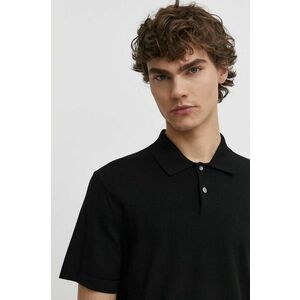 Theory tricou polo barbati, culoarea negru, neted imagine