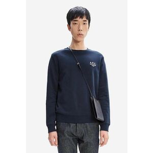 A.P.C. hanorac de bumbac Sweat Rider bărbați, culoarea bleumarin, uni COEZD.H27699-MARINE imagine