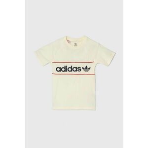 adidas Originals tricou de bumbac pentru copii culoarea bej, modelator imagine