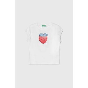 United Colors of Benetton tricou de bumbac pentru copii culoarea alb imagine