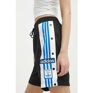 adidas Originals pantaloni scurți femei, culoarea negru, cu imprimeu, high waist, IU2479 imagine