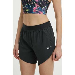 Reebok pantaloni scurți de alergare culoarea negru, neted, high waist, 100075409 imagine