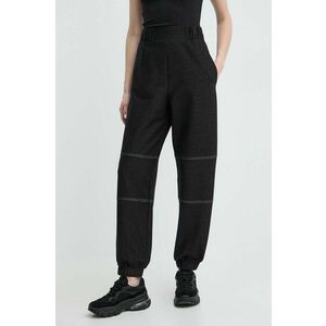 Max Mara Leisure pantaloni femei, culoarea negru, lat, high waist, 2416781088600 2416780000000 imagine