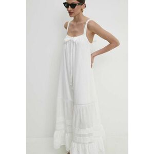 Answear Lab rochie din bumbac culoarea alb, maxi, evazati imagine