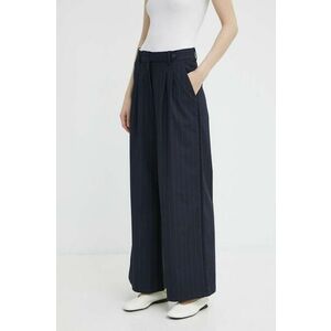 Alohas pantaloni femei, culoarea albastru marin, drept, high waist imagine