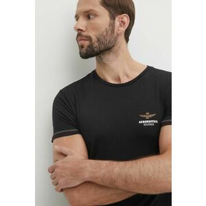 Aeronautica Militare tricou barbati, culoarea negru, cu imprimeu, AM1UTI003 imagine