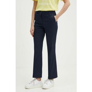 Sisley pantaloni femei, culoarea albastru marin, drept, high waist imagine