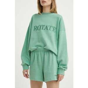 Rotate pantaloni scurti din bumbac culoarea verde, neted, high waist imagine