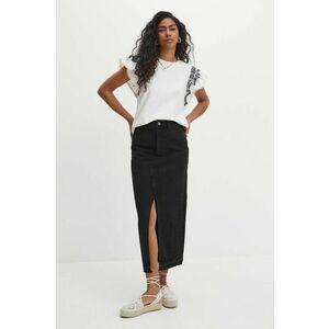 Medicine fusta jeans culoarea negru, maxi, drept imagine