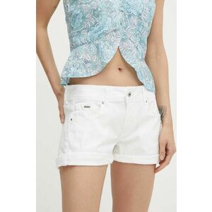 Pepe Jeans pantaloni scurti jeans RELAXED SHORT MW femei, culoarea alb, neted, high waist, PL801109TC2 imagine