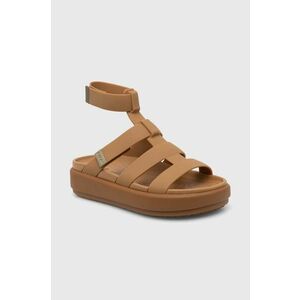 Crocs sandale Brooklyn Luxe Gladiator femei, culoarea maro, cu platforma, 209557 imagine