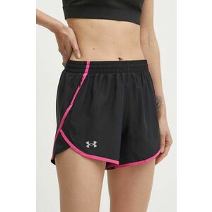 Under Armour pantaloni scurți de alergare Fly By culoarea negru, neted, high waist imagine