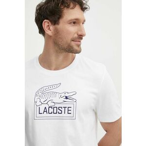 Lacoste tricou barbati, culoarea bej, cu imprimeu imagine