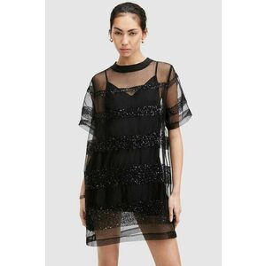 AllSaints rochie IZABELA EMB culoarea negru, mini, oversize, W006DA imagine