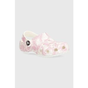 Crocs slapi copii Classic Duke Print Clog culoarea roz imagine