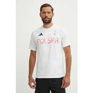 adidas Performance tricou Polska barbati, culoarea alb, cu imprimeu, JF6672 imagine