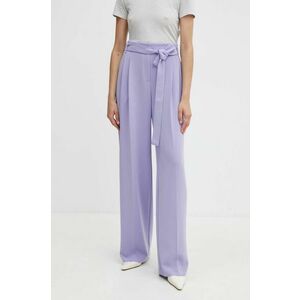 BOSS pantaloni femei, culoarea violet, drept, high waist imagine