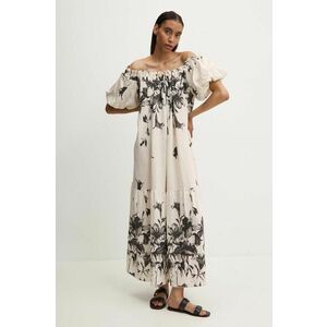 Answear Lab rochie din in culoarea alb, maxi, oversize imagine