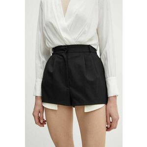 Elisabetta Franchi pantaloni scurti din lana culoarea negru, neted, high waist, SH00646E2 imagine