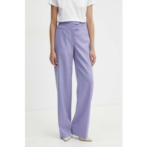 BOSS pantaloni de lana culoarea violet, drept, high waist, 50518404 imagine