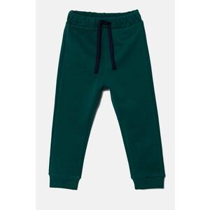 United Colors of Benetton pantaloni de trening din bumbac pentru copii culoarea verde, neted imagine