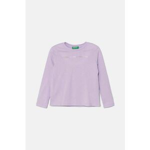 United Colors of Benetton longsleeve din bumbac pentru copii culoarea violet, 3I9WG10F7 imagine