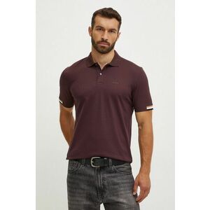 BOSS polo de bumbac culoarea bordo, neted imagine