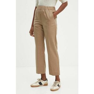 Weekend Max Mara pantaloni de lana culoarea bej, lat, high waist, 2425136052600 imagine