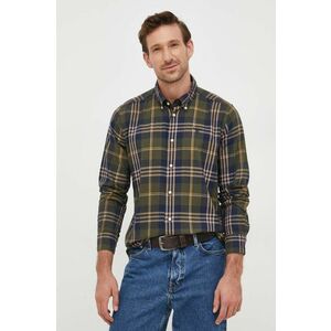 Barbour camasa din bumbac Edgar barbati, culoarea verde, cu guler button-down, slim imagine