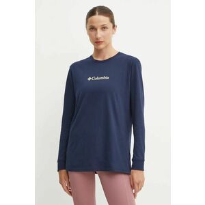 Columbia longsleeve din bumbac culoarea albastru marin imagine