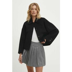 Answear Lab geaca de lana culoarea negru, de tranzitie, oversize imagine