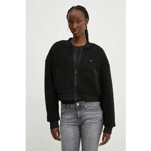 Tommy Jeans hanorac fleece culoarea negru, neted, DW0DW19825 imagine