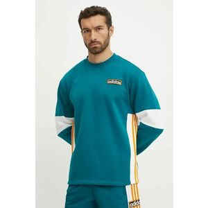 adidas Originals bluza Adibreak Crew barbati, culoarea turcoaz, modelator, IW5813 imagine