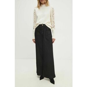 Answear Lab pantaloni femei, culoarea negru, drept, high waist imagine