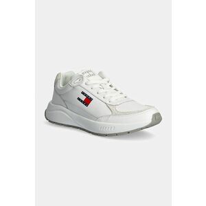 Tommy Jeans sneakers din piele TJM RUNNER FULL LEATHER ESS culoarea alb, EM0EM01445 imagine