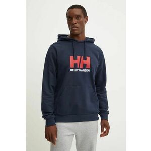 Helly Hansen hanorac de bumbac HH LOGO barbati, culoarea albastru marin, cu glugă, cu imprimeu, 30394 imagine