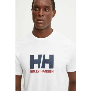 Helly Hansen tricou din bumbac HH LOGO barbati, culoarea alb, cu imprimeu, 30396 imagine