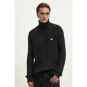 Tommy Jeans pulover din amestec de lana barbati, culoarea negru, light, cu guler, DM0DM19434 imagine