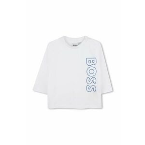 BOSS longsleeve din bumbac pentru bebeluși culoarea alb, cu imprimeu imagine