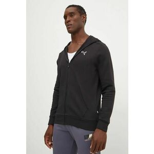 Puma hanorac de bumbac barbati, culoarea negru, cu glugă, neted, 676815 imagine