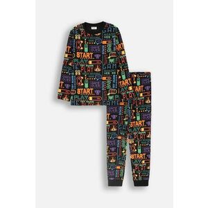 Coccodrillo pijamale de bumbac pentru copii culoarea negru, modelator, PYJAMAS imagine