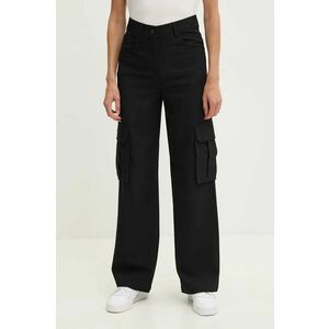 Sisley pantaloni femei, culoarea negru, drept, high waist, 4KVXLF05Y imagine