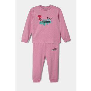 Puma trening bebelusi X TROLLS Minicat Crew Jogger TR culoarea roz, 627382 imagine